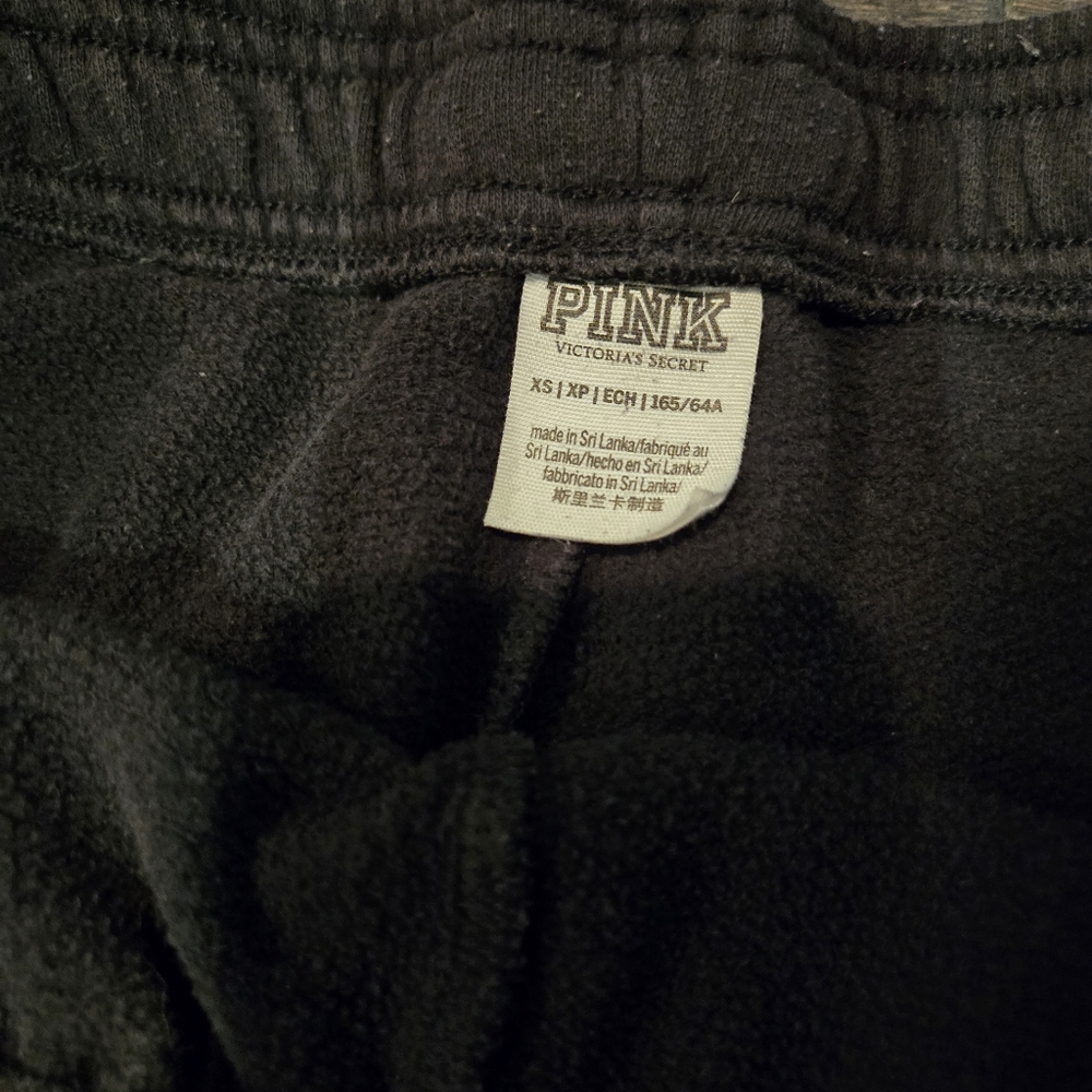 Victoria's Secret PINK Oversized Sweatpants - Black w/White Lettering -SZ XSmall - Picture 2 of 6